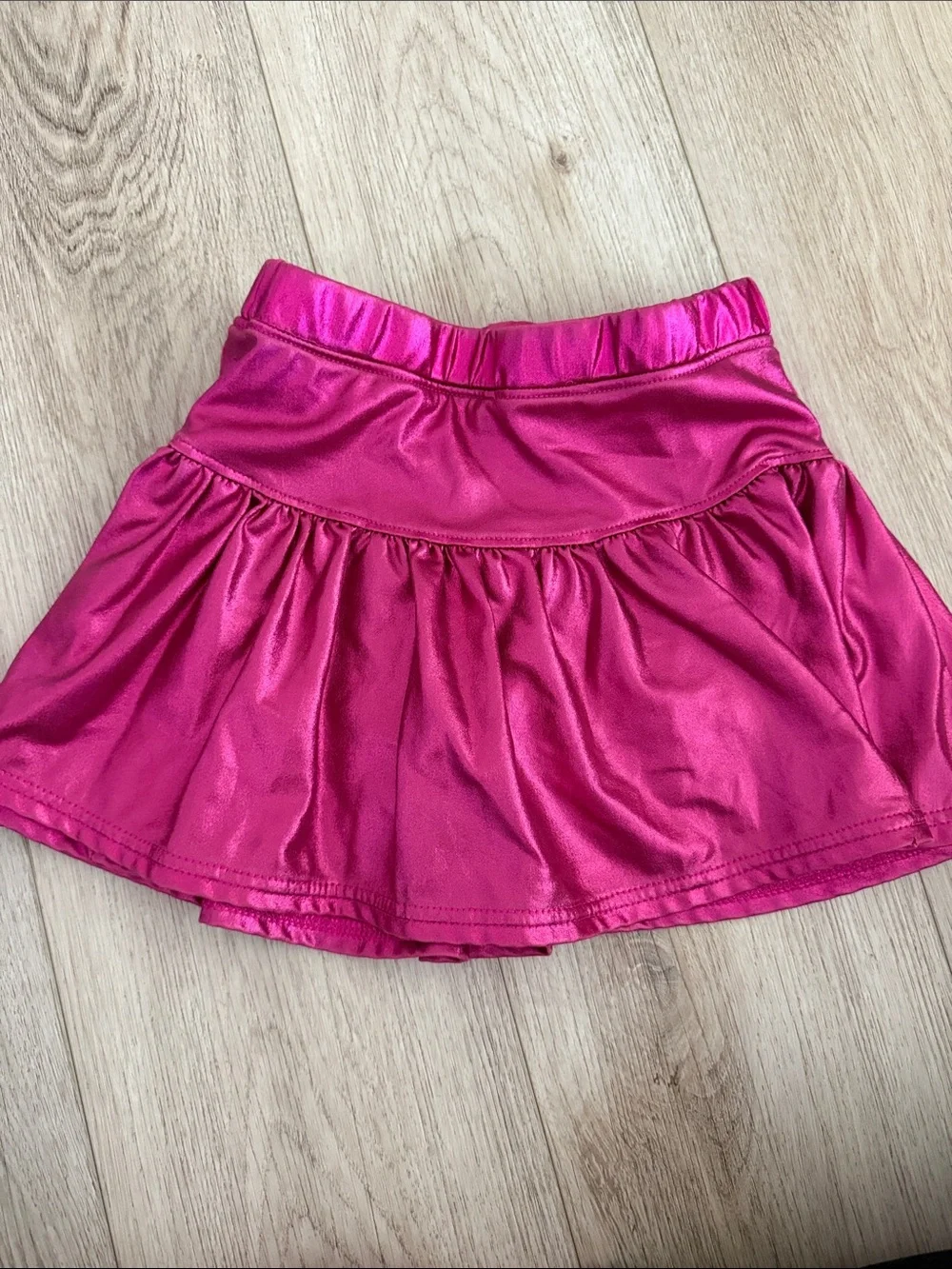 Azarhia Hot Pink Shimmer Gathered Skort Girls Size YS 6/7 Athletic Tennis Skirt